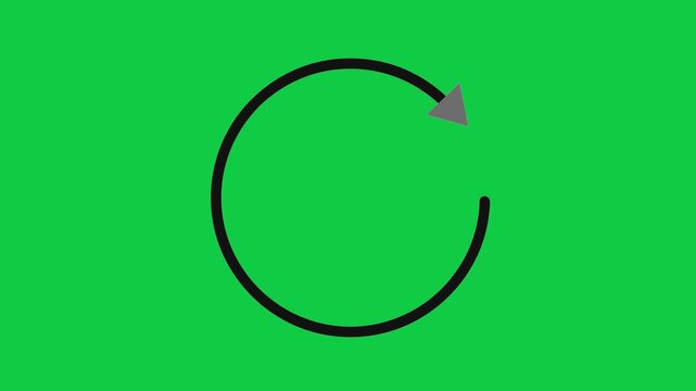 Cinematic Zoom Orbit Seamless Loop of Simple circular arrow icon with a gray arrowhead on a solid green background representing refresh or repeat action Animated for chroma keying and Motion Graphics