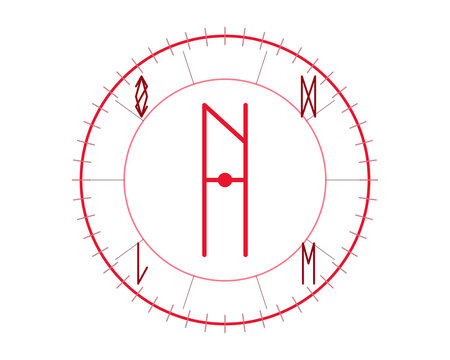 Elder Futhark Ehwaz rune with horse twin. Isolated transparent PNG overlay.