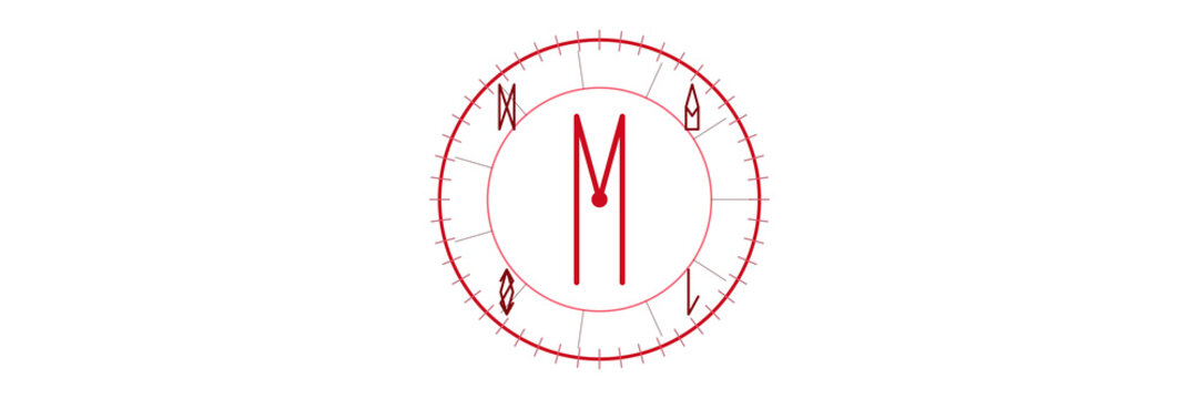 Elder Futhark Mannaz rune with human form. Isolated transparent PNG overlay.