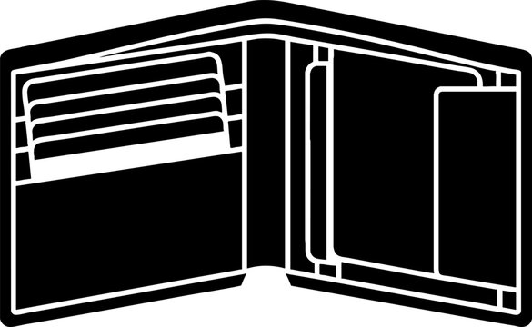 Minimalist Vector Icon of an Open Bi-fold Wallet for Finance