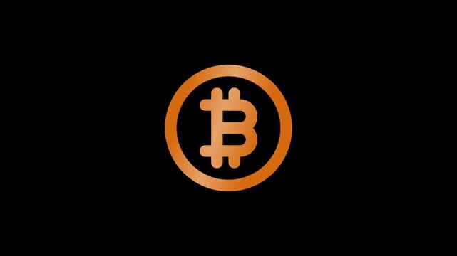 Orange Bitcoin currency symbol on black background