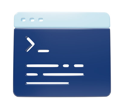Glossy 3d software coding window icon on transparent background