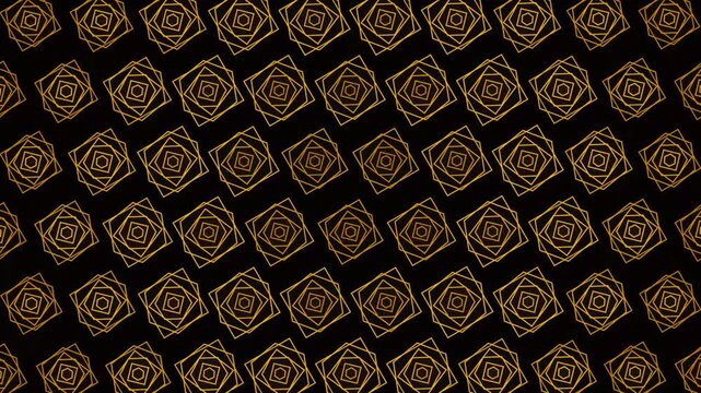 Seamless gold geometric line art pattern on a dark background