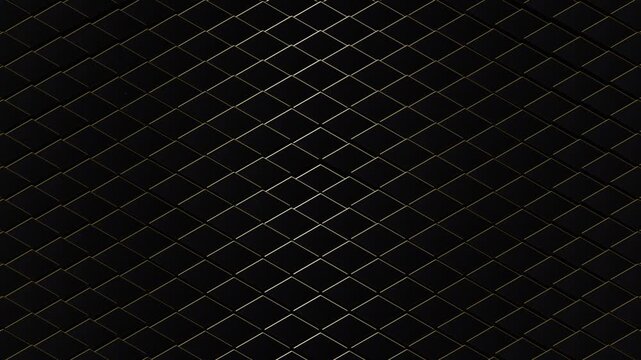 Abstract dark background with a geometric pattern of black rhombuses and thin gold lines creating a luxurious and modern 3d texture