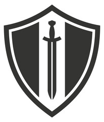 Fototapeta premium Ancient guard shield black icon. Security symbol