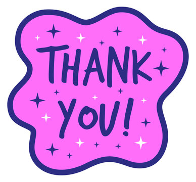 Thanks bubble. Magic grateful sticker in cute funny style