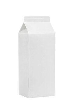 Plain white blank milk carton box with a gable top, standing upright on a clean white background, ready for branding