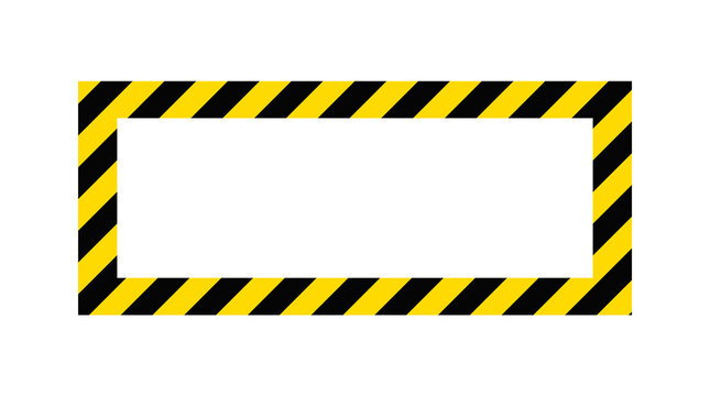 Black and yellow caution stripes frame border with blank center space.