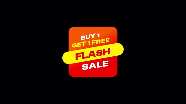 Animated Buy One Get One Free Flash Sale Graphic on Transparent Background