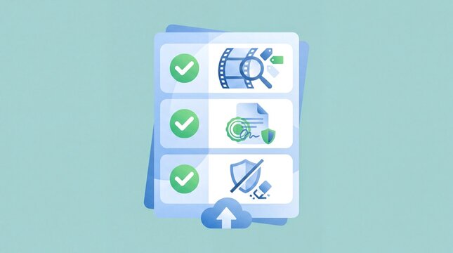 Submission Workflow, A clean modern graphic representing a verified media checklist