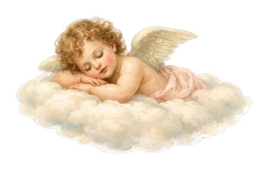Fototapeta premium PNG Cherubic angel sleeping peacefully.