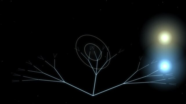 Abstract fractal animation with glowing lines expanding on black background like tree branches or nervous system concept motion.