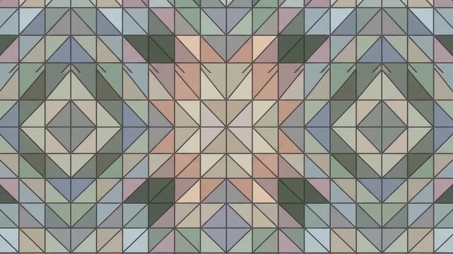 Abstract 3D pastel geometric triangle mosaic tile pattern zooming background loop   