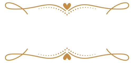 Fototapeta premium A gold and white design with two hearts on either side of a white background
