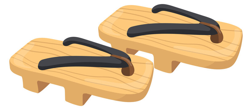 Geta shoes. Wooden japanese footwear in traditional fashion