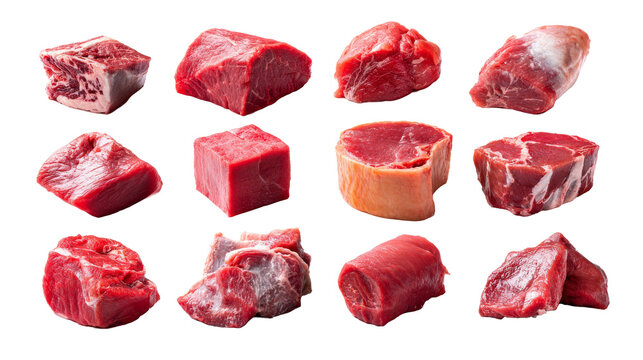 Fresh meat cuts set for butchery branding and food packaging