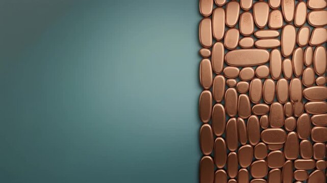 Soft Light Across a Copper-Toned Mosaic Border on Teal