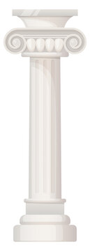 Ancient architecture element. Stone pillar in antique ionic style