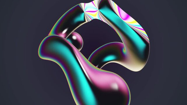 Premium Iridescent Fluid Metal Abstract 3D Morphing Shape Seamless