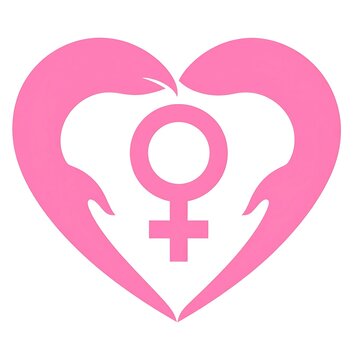 Pink Heart Symbol Embracing the Female Gender Icon
