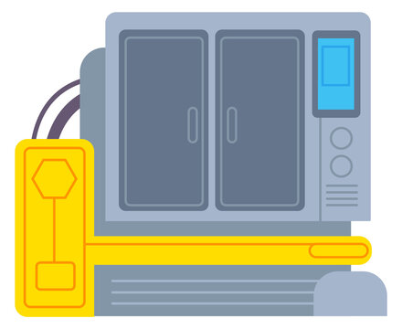 Industrial 3d printer. Cnc machine color icon