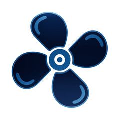 Blue metallic propeller icon for aviation and marine propulsion symbol for engine technology and mechanical engineering isolated on a transparent background © Sana