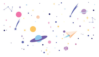 Fototapeta premium Space elements. Stars and universe color flat icon