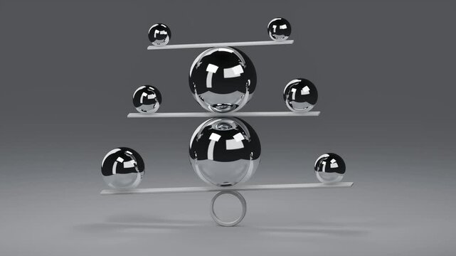 Elegant 3D white balance scene with golden sphere and marble elements on minimalist background, showcasing geometric stability and sophisticated abstract concept bg able to loop endless 4k
