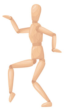 Funny pose figurine. Human mannequin cartoon icon