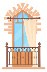 Fototapeta premium Town house balcony. Retro european architecture element