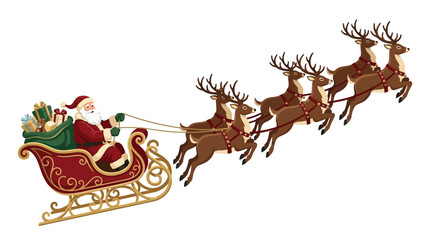 Christmas Santa Claus in sleigh with reindeer © Mst