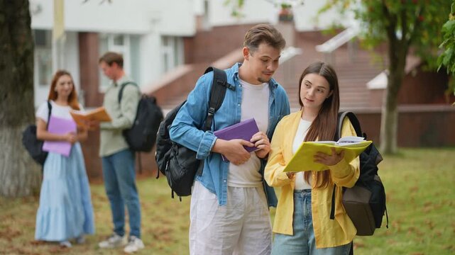 University students studying together on campus