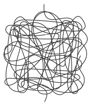 Chaotic mind concept. Messy tangle line icon