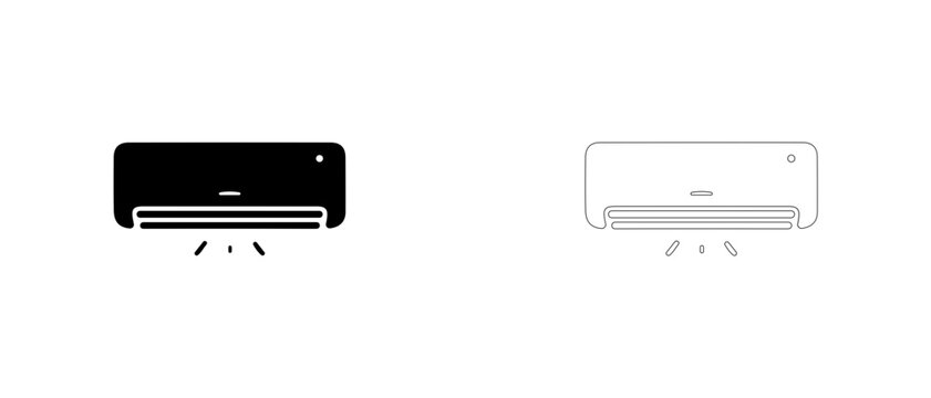 Wall mounted split air conditioner vector icon filled and outline, indoor AC unit cooling symbol.