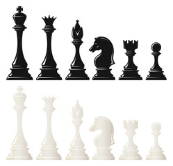 Chess pieces set. Black and white game figures © vectortatu