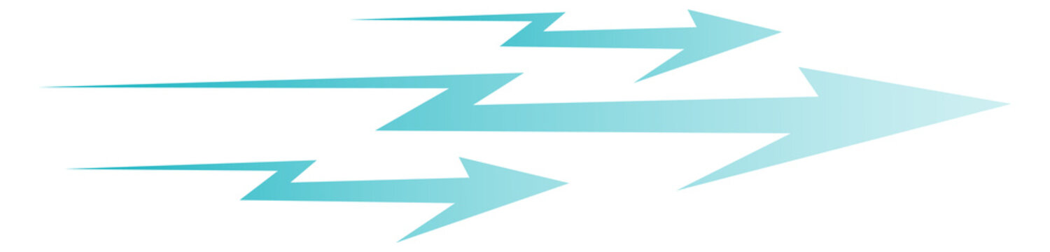 Forward motion arrows. Blue fast speed icon