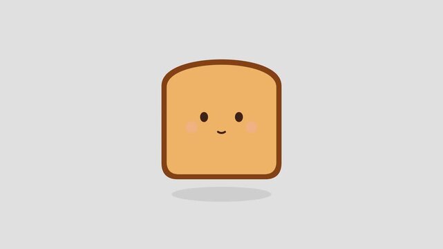Cute Cartoon Bread Character Animation Looping Minimalist Design For Food Branding Promotion And Digital Presentation Of Delicious Bakery Items
