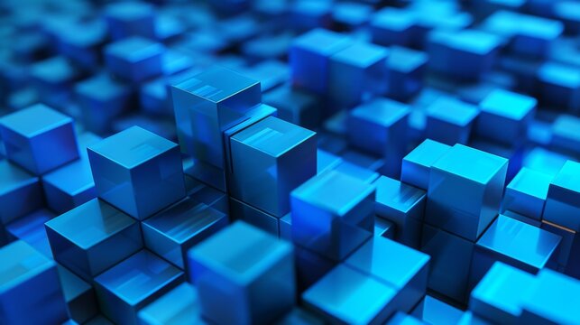 Modern abstract architecture featuring translucent geometric cubes