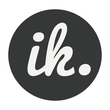Logo with ih text in white on black circle background simple symbol