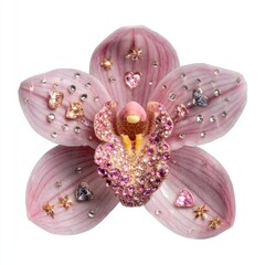 Fototapeta premium Orchid adorned with sparkling jewels.