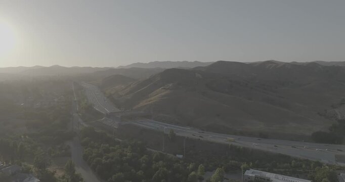 Highway Through Golden Hills &mdash; Aerial at Sunset