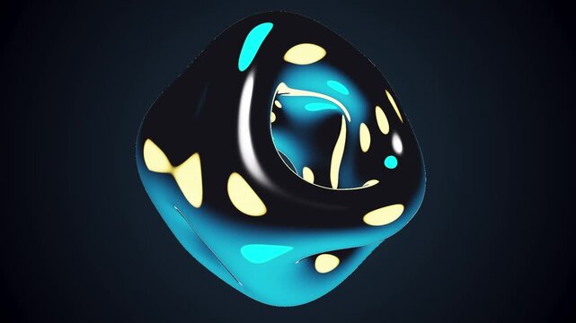 Abstract Morphing Liquid Metal Geometry Cyan and Gold Seamless Loop