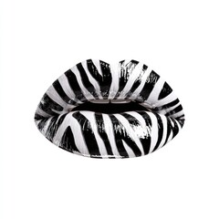 Naklejka premium Zebra pattern glossy lips