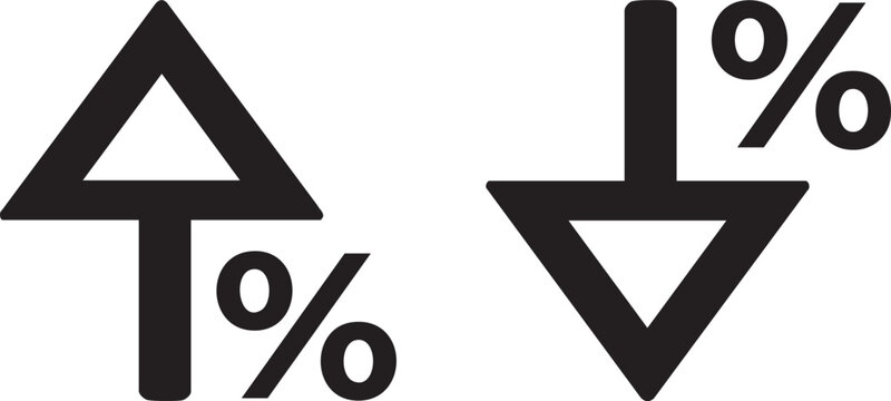 Percentage Arrow Increase and Decrease Line Icons Set Black Vector Symbol for Business Finance