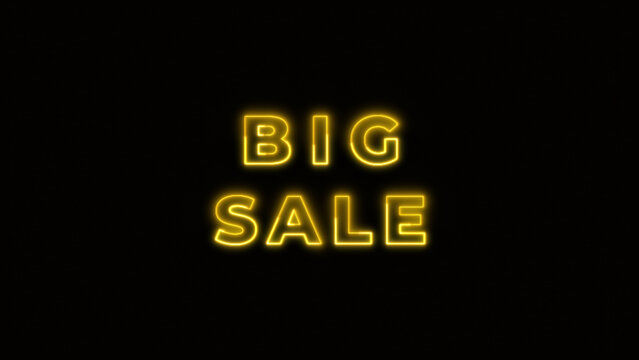 Bright Big Sale Glowing Signage, Radiant Yellow Clearance Text Graphic