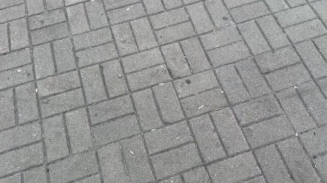 Close-up of grey paving stones with interlocking pattern and subtle texture, urban street material, modern construction element, architectural detail, city infrastructure.