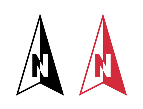 North arrow icons or N direction symbols.Vector image.Illustration.