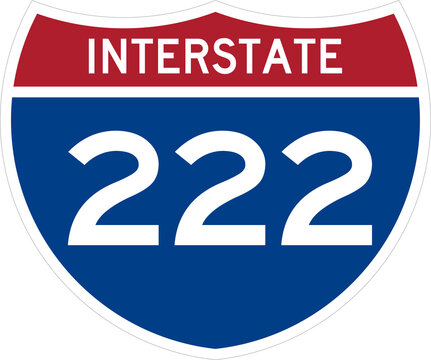 Interstate 222 I222 Road Sign Shield Icon Isolated on Transparent Background