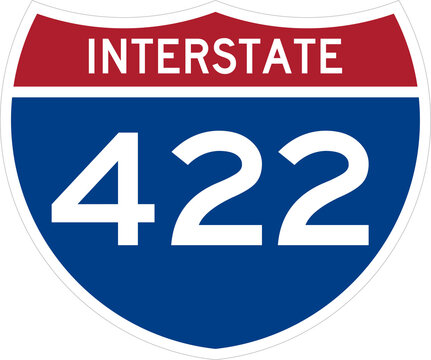Interstate 422 I422 Road Sign Shield Icon Isolated on Transparent Background
