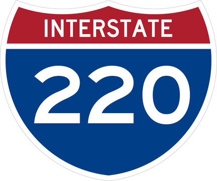 Interstate 220 I220 Road Sign Shield Icon Isolated on Transparent Background